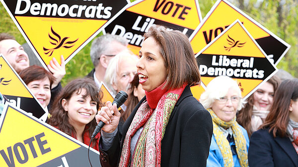 Munira Wilson MP addressing a crowd