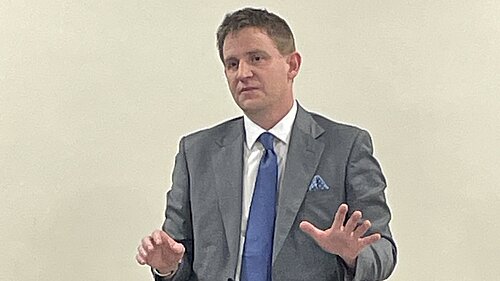 Mike Martin MP giving speech