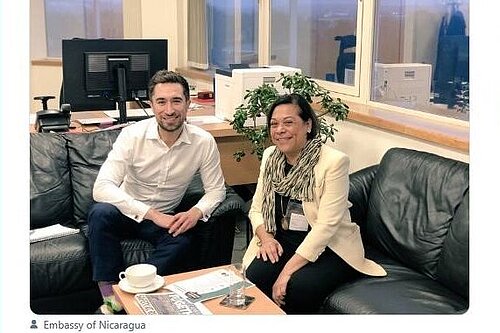 Labour's Lewisham Mayor, Damien Egan, meeting with a Nicaraguan ambassador