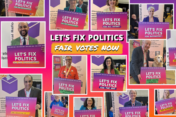 A collage of Lib Dems supporting fairer votes