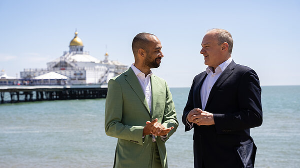 Ed Davey MP and Josh Babarinde MP on Eastbourne seafront