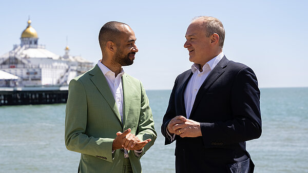 Ed Davey and Josh Babarinde in Eastbourne